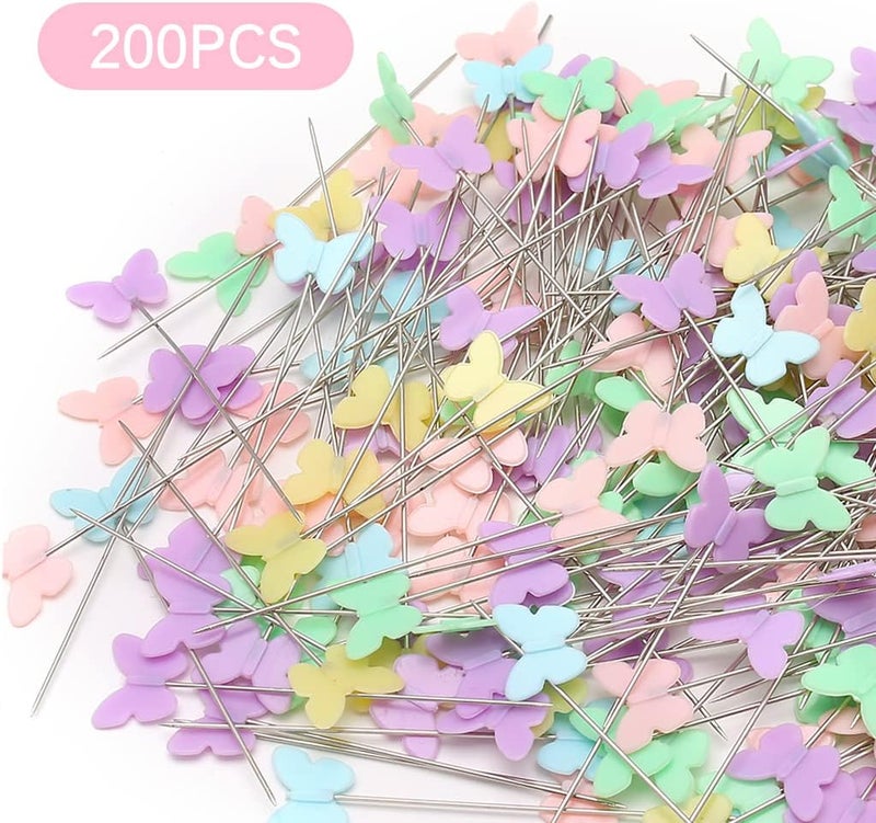 Elisel 200 pcs Multicolor Straight Pins Straight Quilting Pins Craft Positioning Pins Fixed Sewing Marker Needle for Crafting Dressmaker and Other Crafts Making (Butterflies) - Image 3